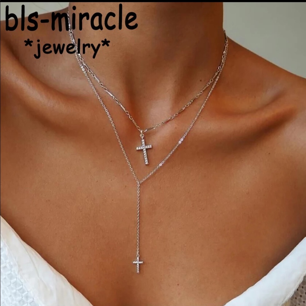 New Cross Pendants Boho Double Layered Necklace